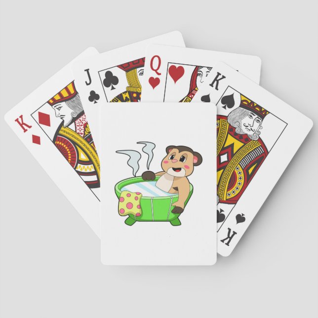 Meerkat at Bathing in Bathtub Poker Cards (Back)