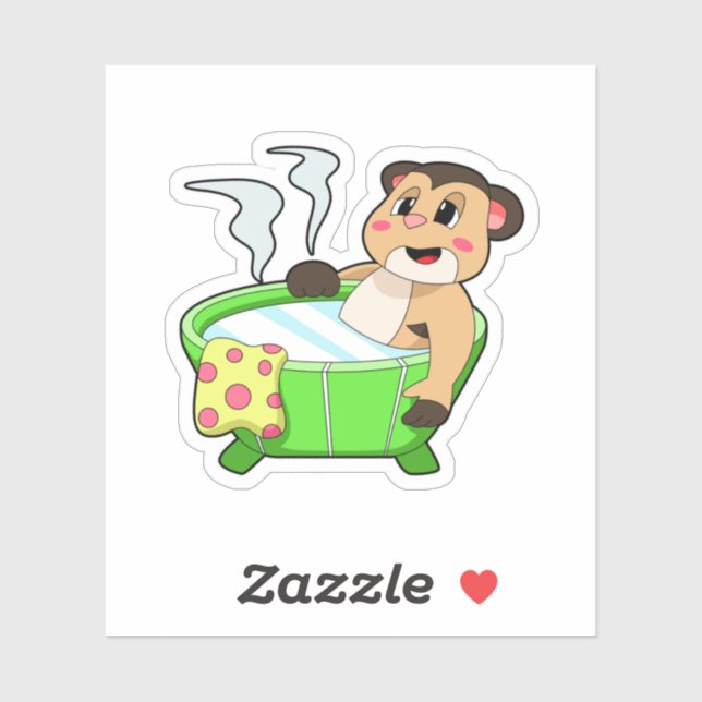 Meerkat at Bathing in Bathtub Sticker (Sheet)