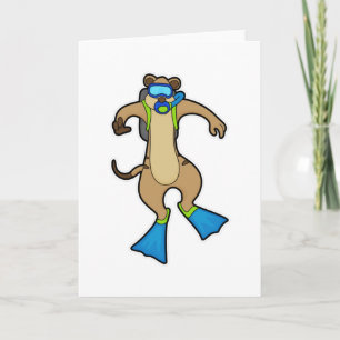 Meerkat at Diving with Swimming goggles Card