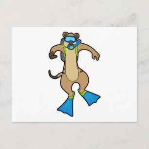Meerkat at Diving with Swimming goggles Postcard