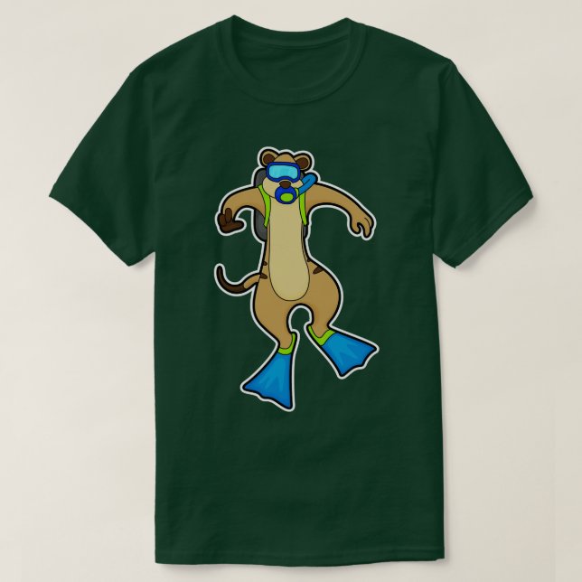 Meerkat at Diving with Swimming goggles T-Shirt (Design Front)