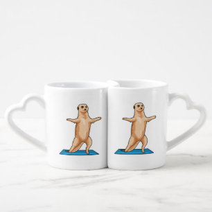 Meerkat at Fitness Stretching exercise Coffee Mug Set