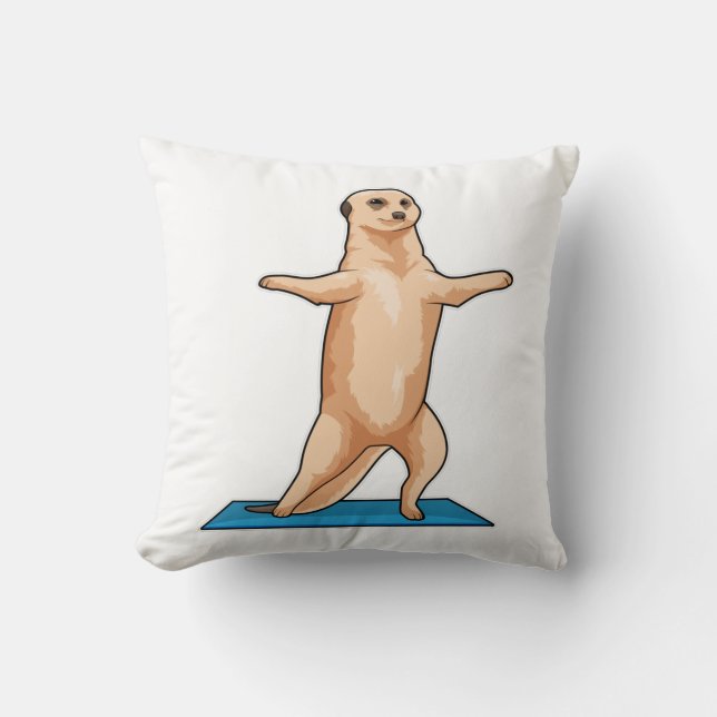 Meerkat at Fitness Stretching exercise Throw Pillow (Front)