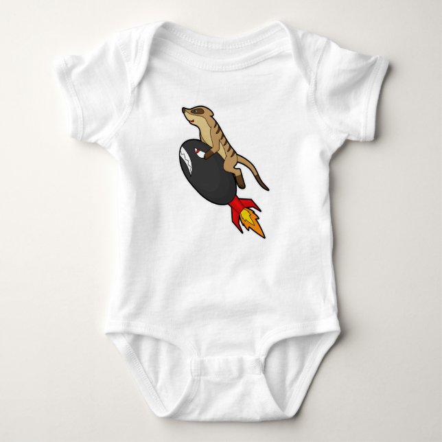Meerkat at Flying with Rocket Baby Bodysuit (Front)