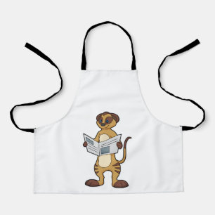 Meerkat at Reading a Newspaper Apron