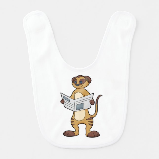 Meerkat at Reading a Newspaper Baby Bib (Front)