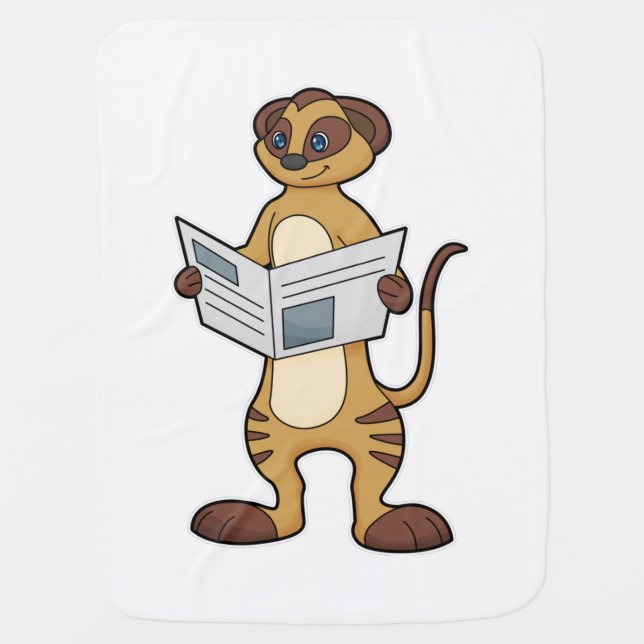 Meerkat at Reading a Newspaper Baby Blanket (Front)
