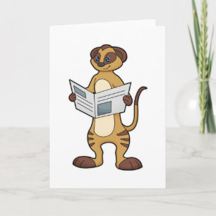 Meerkat at Reading a Newspaper Card