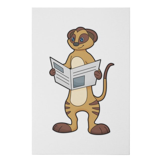 Meerkat at Reading a Newspaper Faux Canvas Print (Front)
