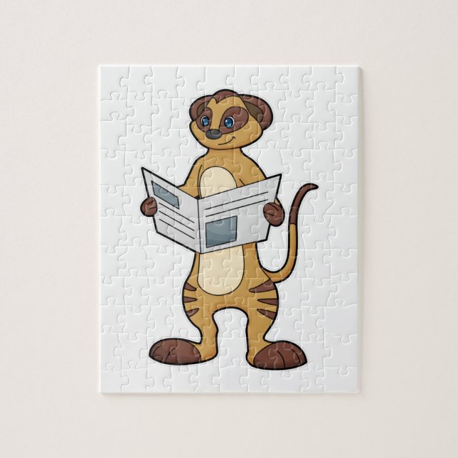 Meerkat at Reading a Newspaper Jigsaw Puzzle (Vertical)