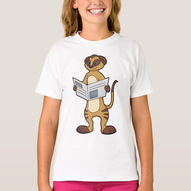 Meerkat at Reading a Newspaper T-Shirt (Front)