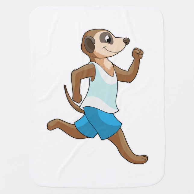 Meerkat at Running Sports Baby Blanket (Front)