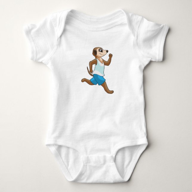 Meerkat at Running Sports Baby Bodysuit (Front)