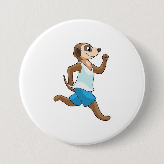 Meerkat at Running Sports Button (Front)