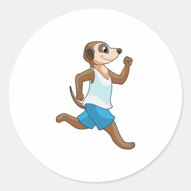 Meerkat at Running Sports Classic Round Sticker (Front)