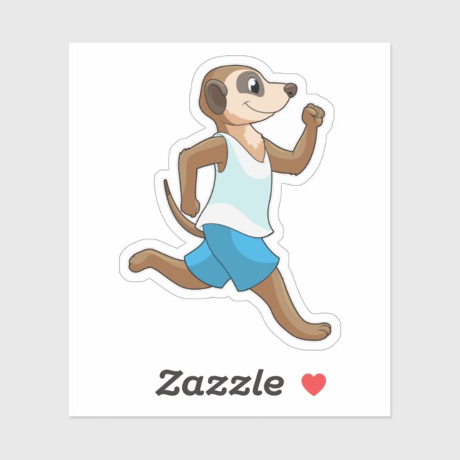 Meerkat at Running Sports Sticker (Sheet)