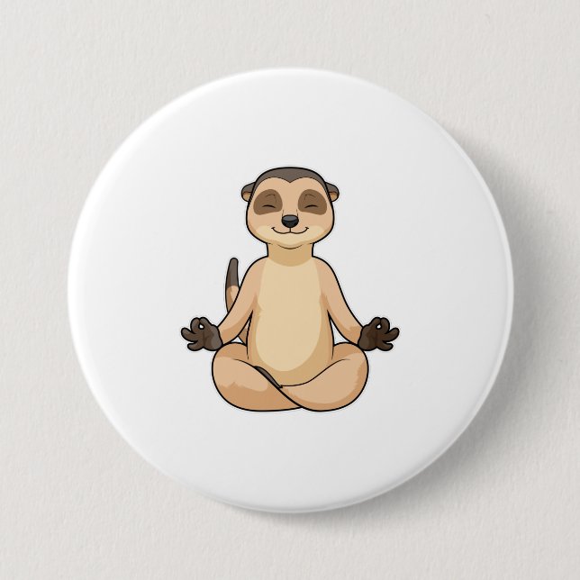 Meerkat at Yoga Meditation Button (Front)