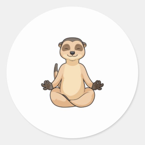 Meerkat at Yoga Meditation Classic Round Sticker