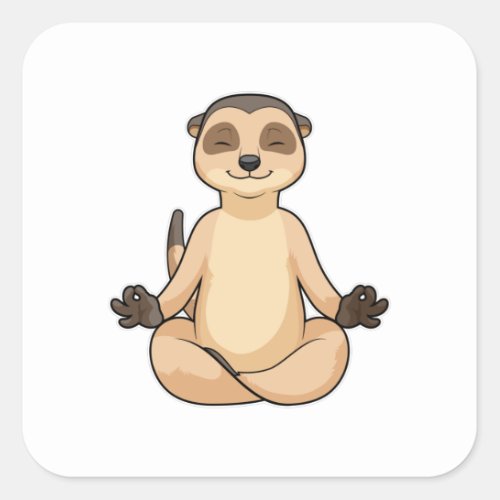 Meerkat at Yoga Meditation Square Sticker