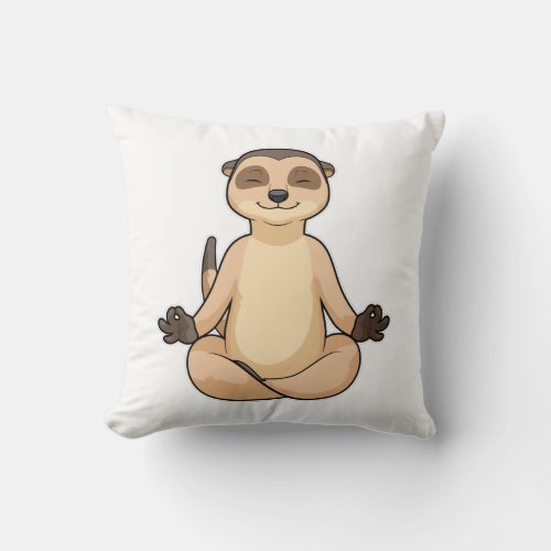 Meerkat at Yoga Meditation Throw Pillow