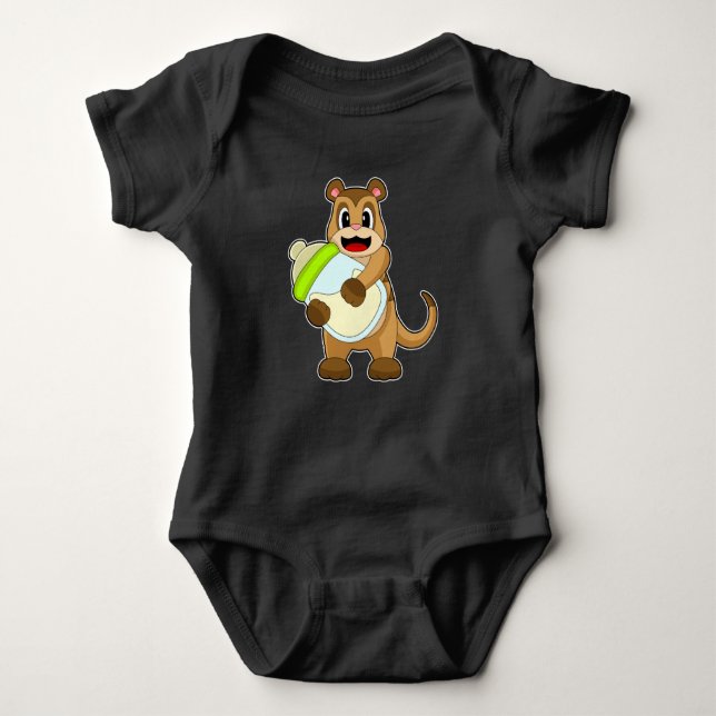 Meerkat Baby bottle Milk Bodysuit (Front)