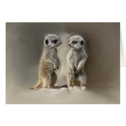 Meerkat baby twins cards (Front Horizontal)