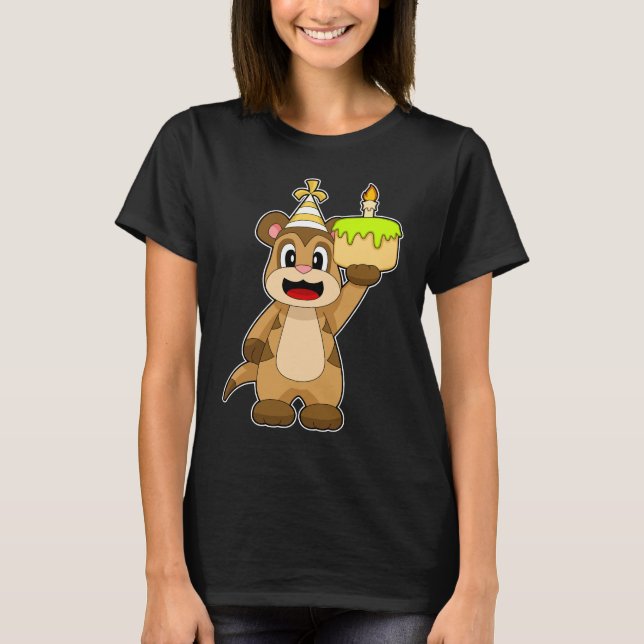 Meerkat Birthday Candle Cake T-Shirt (Front)