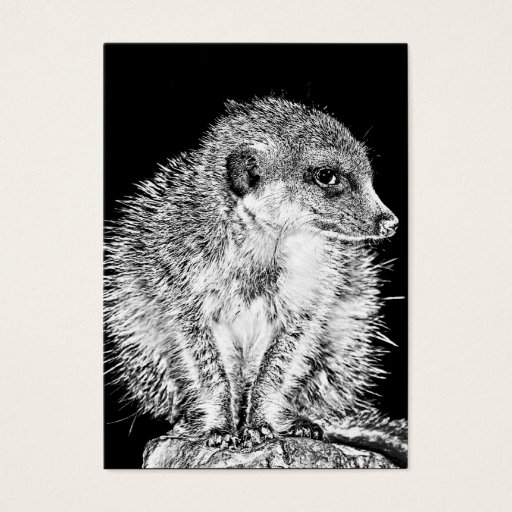 Customizable Meerkat, Black and White Business Card Templates