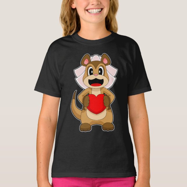 Meerkat Bride Heart Wedding T-Shirt (Front)