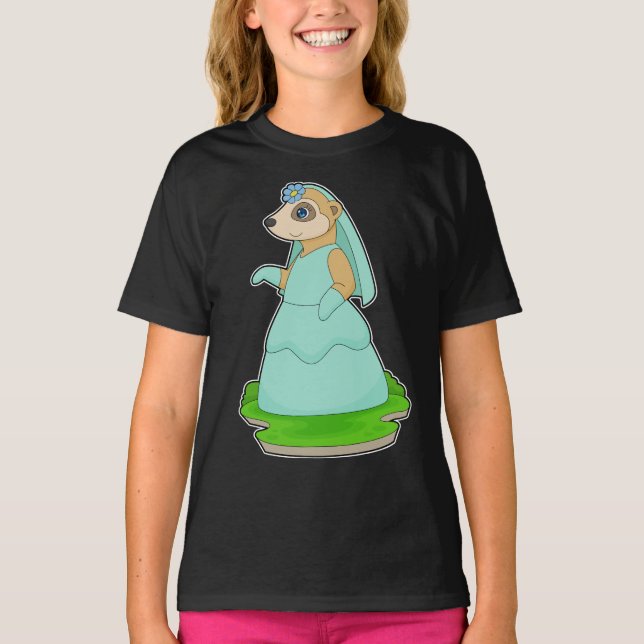 Meerkat Bride Veil Wedding T-Shirt (Front)
