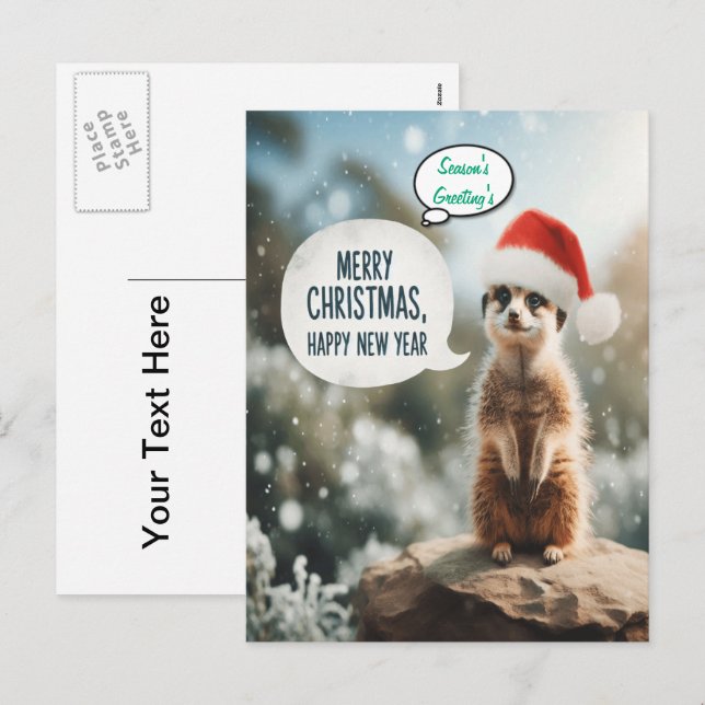 Meerkat Christmas Cheer Santa  Holiday Postcard (Front/Back)