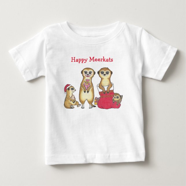 Meerkat Christmas Holiday Baby T-Shirt (Front)