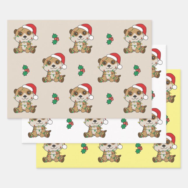 Meerkat Christmas Winter Animals Holiday Meerkats Wrapping Paper Sheets (Set)
