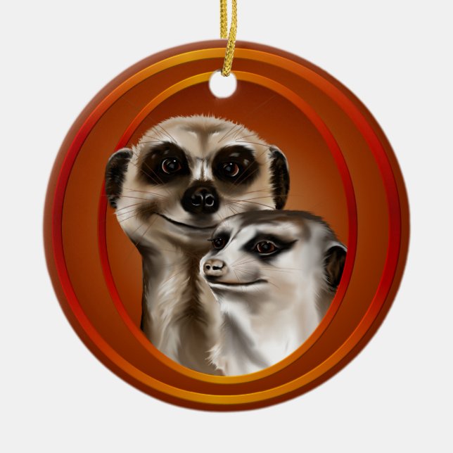 Meerkat Couple-Ornaments Ceramic Ornament (Front)