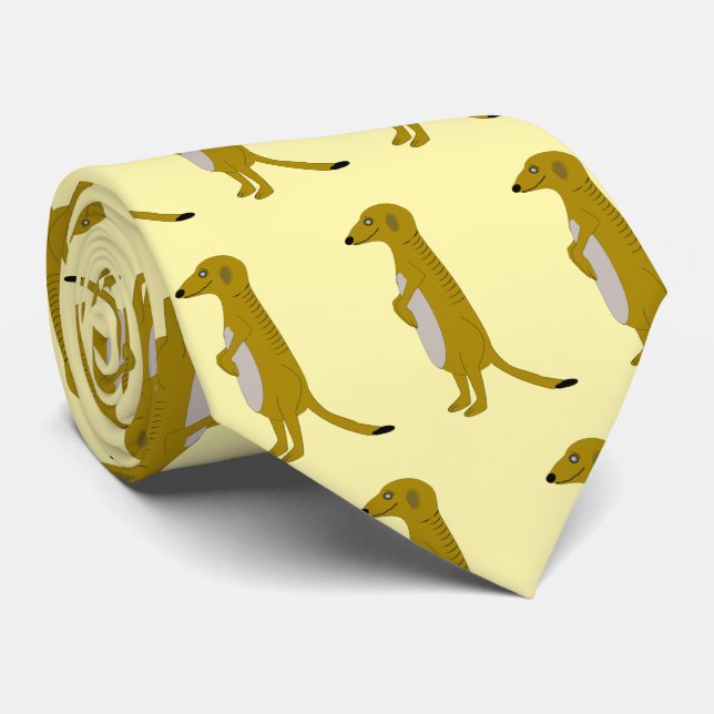 Meerkat Design Neck Tie (Rolled)