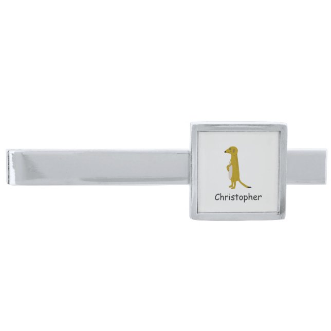 Meerkat Design Personalised Silver Finish Tie Bar (Front)