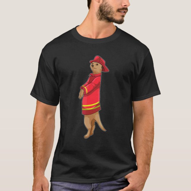 Meerkat Firefighter Fire Department Helmet T-Shirt (Front)