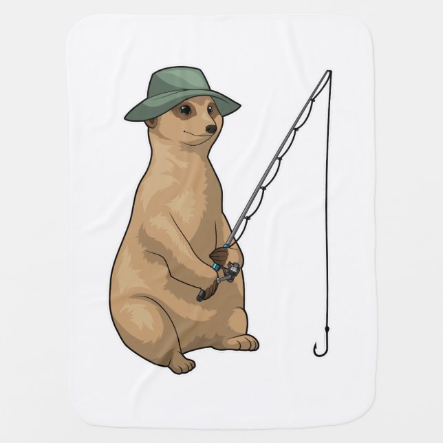 Meerkat Fishing Fisher Fishing rod Baby Blanket (Front)