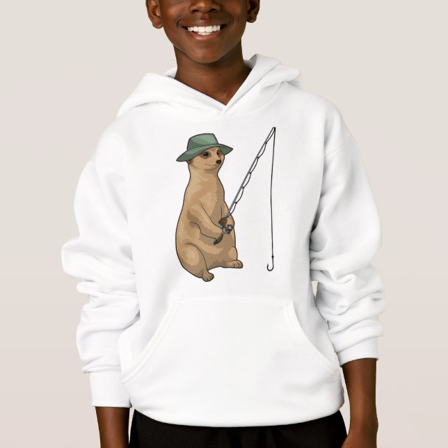 Meerkat Fishing Fisher Fishing rod Hoodie (Front)