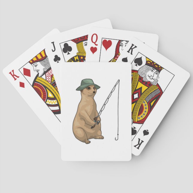 Meerkat Fishing Fisher Fishing rod Poker Cards (Back)