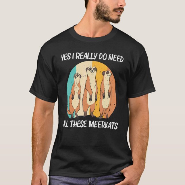 Meerkat For Men Women Retro Wildlife Zoo Animal T-Shirt (Front)