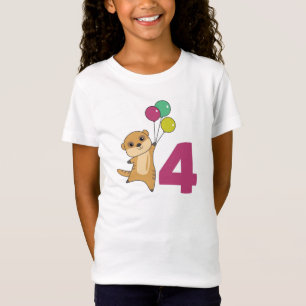 Meerkat Fourth Birthday Balloons Kids T-Shirt