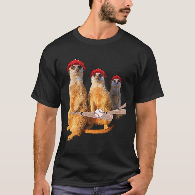 Meerkat Gang Family with Baseball Bat Cap Cappy Fu T-Shirt (Front)