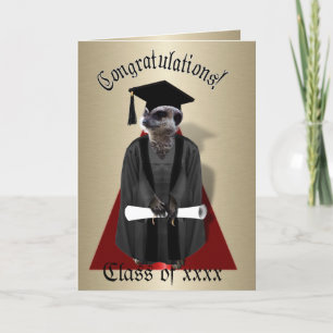 Meerkat Graduate W/Grey Gown & Black Sash Card