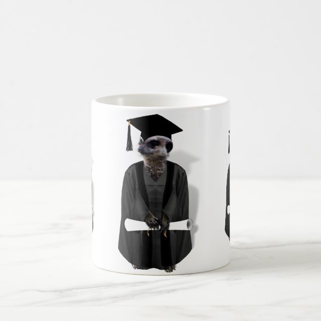 Meerkat Graduate W/Grey Gown & Black Sash Coffee Mug (Center)