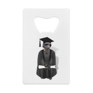 Meerkat Graduate with Diploma Credit Card Bottle Opener