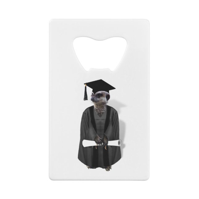 Meerkat Graduate with Diploma Credit Card Bottle Opener (Back)