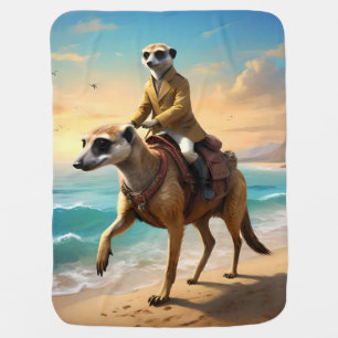 Meerkat Jockey On A Meerkat Horse, Baby Blanket
