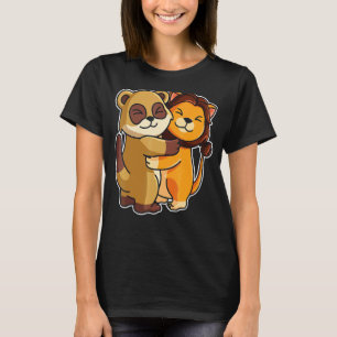 Meerkat & Lion Hug Cute Zoo Animals For Women Cudd T-Shirt