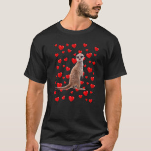 Meerkat Mom Dad Cute Animal Hearts T-Shirt
